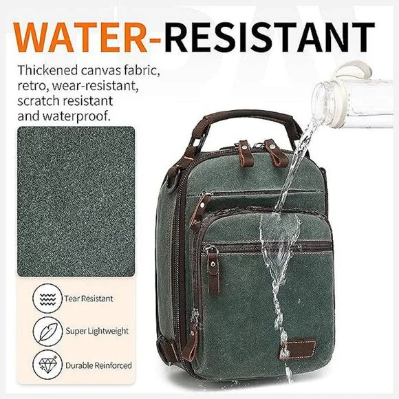 Sling Bag for Men Waxed Canvas Crossbody Bag Chest Bag Water Green